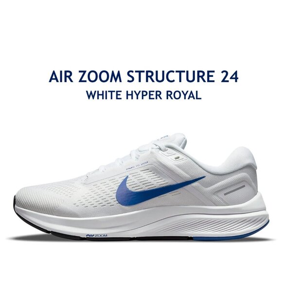 Nike Structure 24 Men's Road Running Gym Training Shoes White Royal Blue - Picture 1 of 8
